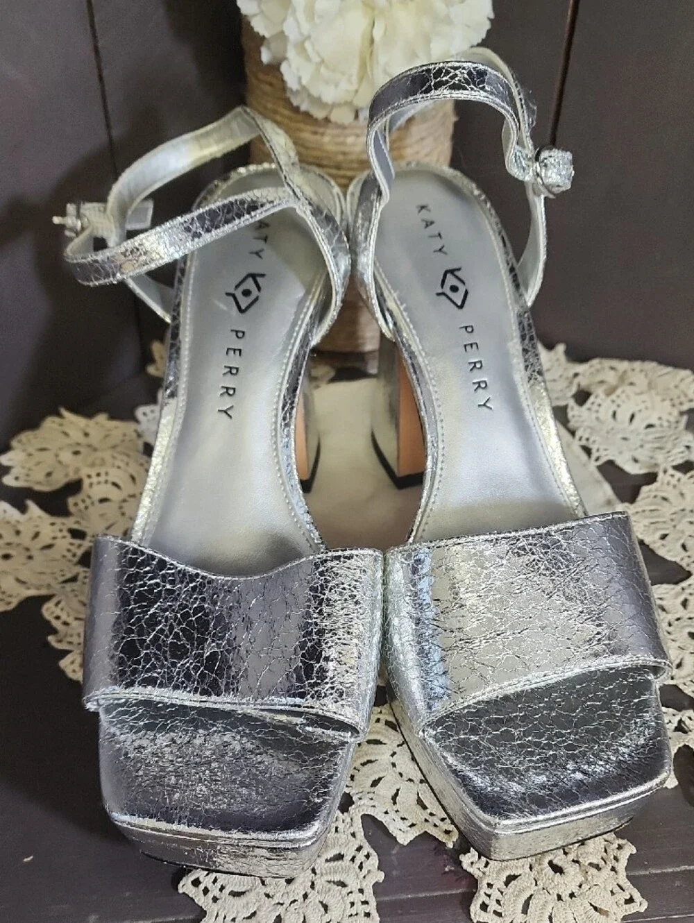Katy Perry Collections Metallic Silver Platform Sandals
